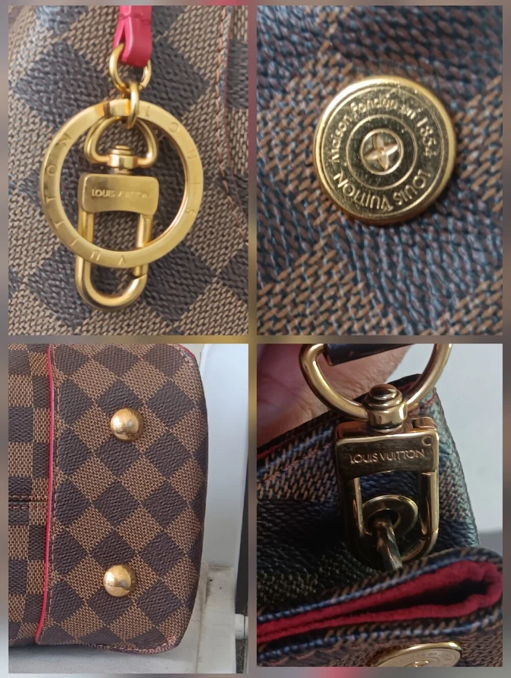Louis Vuitton Caissa Hobo Damier Ebene Red Cherry Bag Full Set ✨️ EUC